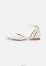 Anna Field kvinner ankelstropp i skinn ballettpumps hvit P266L2174 - Bilde 2