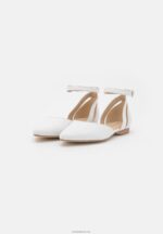 Anna Field kvinner ankelstropp i skinn ballettpumps hvit P266L2174 - Bilde 3