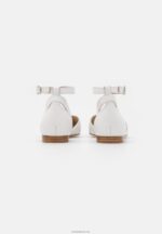 Anna Field kvinner ankelstropp i skinn ballettpumps hvit P266L2174 - Bilde 4