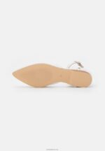 Anna Field kvinner ankelstropp i skinn ballettpumps hvit P266L2174 - Bilde 5
