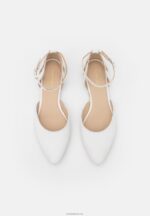Anna Field kvinner ankelstropp i skinn ballettpumps hvit P266L2174 - Bilde 6