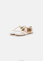 Anna Field kvinner ankelstropp i skinn ballettpumps hvit P266L2175 - Bilde 3