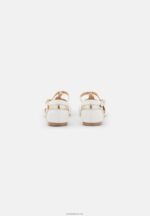 Anna Field kvinner ankelstropp i skinn ballettpumps hvit P266L2175 - Bilde 4