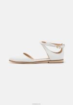 Anna Field kvinner ankelstropp i skinn ballettpumps hvit P266L2180 - Bilde 2