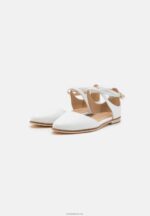 Anna Field kvinner ankelstropp i skinn ballettpumps hvit P266L2180 - Bilde 3