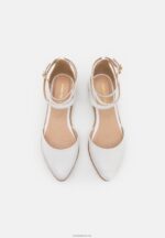 Anna Field kvinner ankelstropp i skinn ballettpumps hvit P266L2180 - Bilde 6