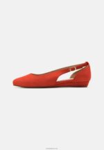 Anna Field kvinner ankelstropp i skinn ballettpumps rød P266L2165 - Bilde 2
