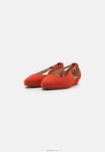 Anna Field kvinner ankelstropp i skinn ballettpumps rød P266L2165 - Bilde 3