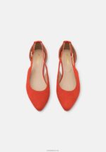 Anna Field kvinner ankelstropp i skinn ballettpumps rød P266L2165 - Bilde 6
