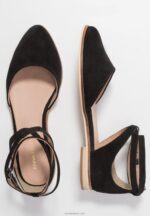 Anna Field kvinner ankelstropp i skinn ballettpumps svart P266L2156 - Bilde 4
