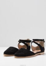 Anna Field kvinner ankelstropp i skinn ballettpumps svart P266L2156 - Bilde 5