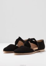 Anna Field kvinner ankelstropp i skinn ballettpumps svart P266L2159 - Bilde 5