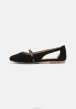 Anna Field kvinner ankelstropp i skinn ballettpumps svart P266L2171 - Bilde 2