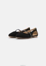 Anna Field kvinner ankelstropp i skinn ballettpumps svart P266L2171 - Bilde 3