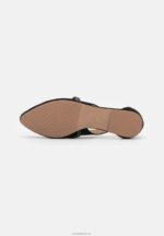 Anna Field kvinner ankelstropp i skinn ballettpumps svart P266L2171 - Bilde 5