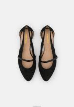 Anna Field kvinner ankelstropp i skinn ballettpumps svart P266L2171 - Bilde 6