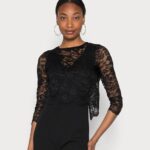 Anna Field kvinner anledningssett avtakbar blondetopp med v-hals ermeløs jumpsuit jumpsuit svart P266L906