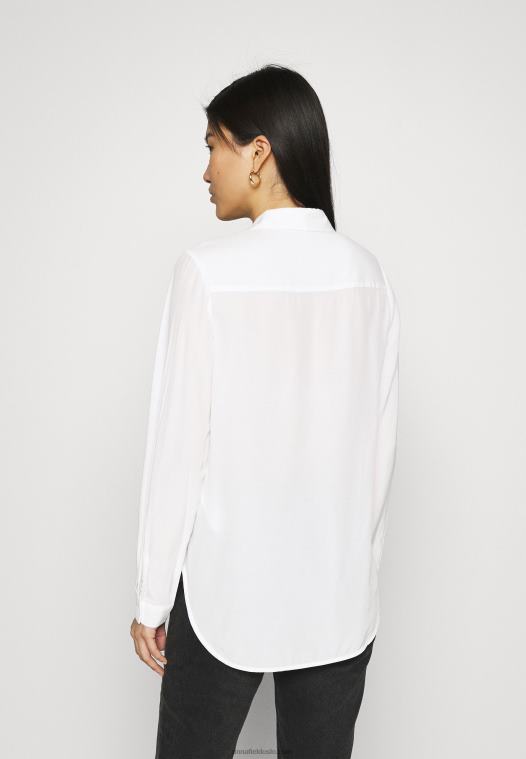 Anna Field kvinner basic bluse med frontlommer button-down bluse offwhite P266L671 - Bilde 3