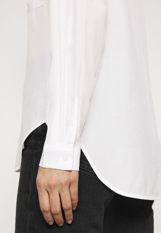 Anna Field kvinner basic bluse med frontlommer button-down bluse offwhite P266L671 - Bilde 4