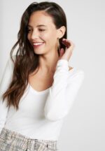 Anna Field kvinner basic langermet topp hvit P266L528 - Bilde 4
