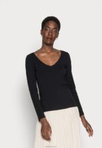 Anna Field kvinner basic langermet topp svart P266L594
