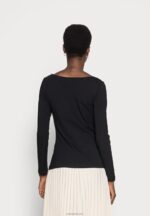 Anna Field kvinner basic langermet topp svart P266L594 - Bilde 3