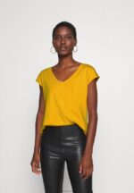 Anna Field kvinner basic t-skjorte gylden gul P266L279