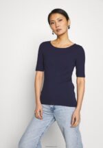 Anna Field kvinner basic t-skjorte maritim blå P266L242