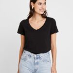 Anna Field kvinner basic t-skjorte svart P266L287