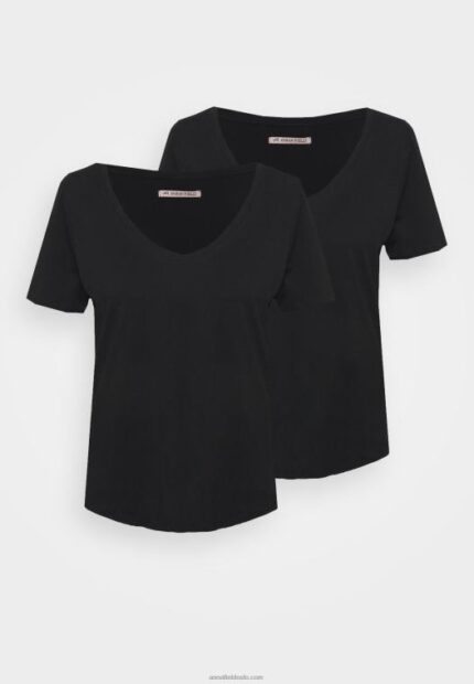 Anna Field kvinner basic t-skjorte svart P266L341