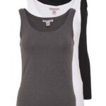 Anna Field kvinner basic tank 3er pack topp svart hvit mottl P266L434