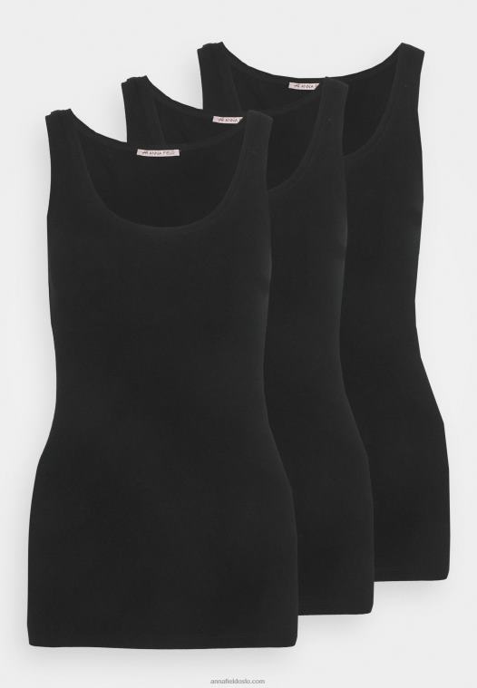 Anna Field kvinner basic tank 3er pack topp svart/svart/svart P266L468 - Bilde 1