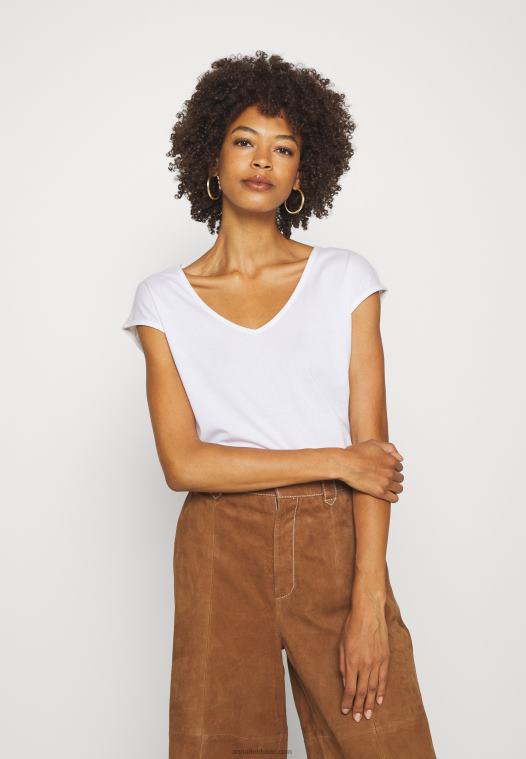 Anna Field kvinner basic v-hals drop shoulder 2 pack basic t-skjorte hvit/hvit P266L297 - Bilde 2