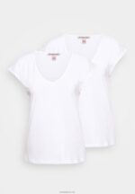 Anna Field kvinner basic v-hals drop shoulder 2 pack basic t-skjorte hvit/hvit P266L297 - Bilde 4