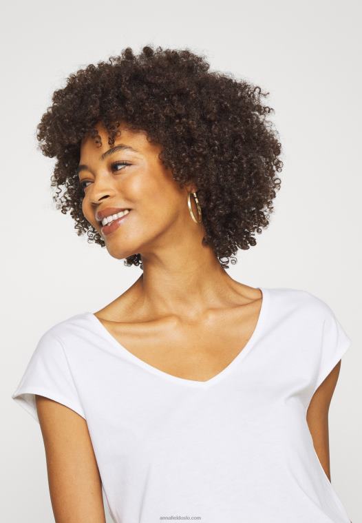 Anna Field kvinner basic v-hals drop shoulder 2 pack basic t-skjorte hvit/hvit P266L297 - Bilde 5