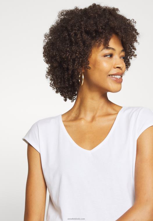 Anna Field kvinner basic v-hals drop shoulder 2 pack basic t-skjorte svart/hvit P266L261 - Bilde 6