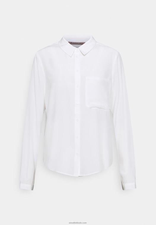 Anna Field kvinner basisbluse med lommeknapp-down bluse off-white P266L668 - Bilde 1