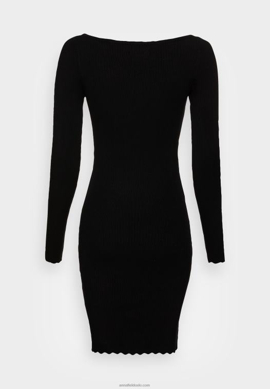 Anna Field kvinner boat ausschnitt mini strickkleid mit geschweiften rndern jumper dress black P266L230 - Bilde 2