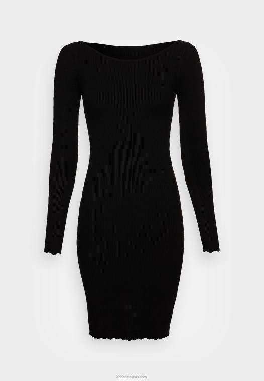 Anna Field kvinner boat ausschnitt mini strickkleid mit geschweiften rndern jumper dress black P266L230 - Bilde 1