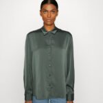 Anna Field kvinner button-down bluse oliven P266L681
