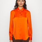 Anna Field kvinner button-down bluse oransje P266L669