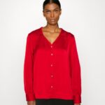 Anna Field kvinner button-down bluse rød P266L678