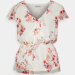Anna Field kvinner chiffon omslagsbeltebluse hvit/rød P266L691