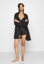 Anna Field kvinner enkelt sateng kort sett pyjamas sett svart P266L1068 - Bilde 2
