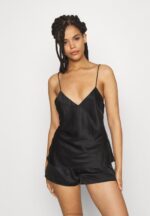 Anna Field kvinner enkelt sateng kort sett pyjamas sett svart P266L1068