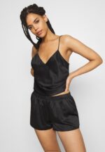 Anna Field kvinner enkelt sateng kort sett pyjamas sett svart P266L1068 - Bilde 4