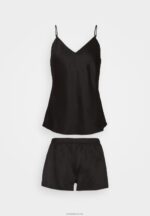 Anna Field kvinner enkelt sateng kort sett pyjamas sett svart P266L1068 - Bilde 5