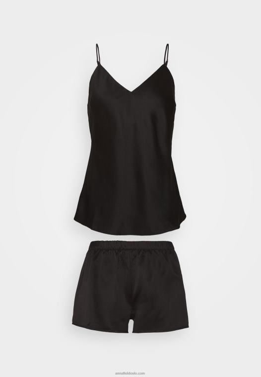 Anna Field kvinner enkelt sateng kort sett pyjamas sett svart P266L1068 - Bilde 5