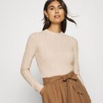 Anna Field kvinner genser lys brun melange P266L836
