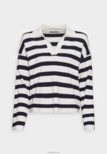 Anna Field kvinner genser off-white/mørkeblå P266L851